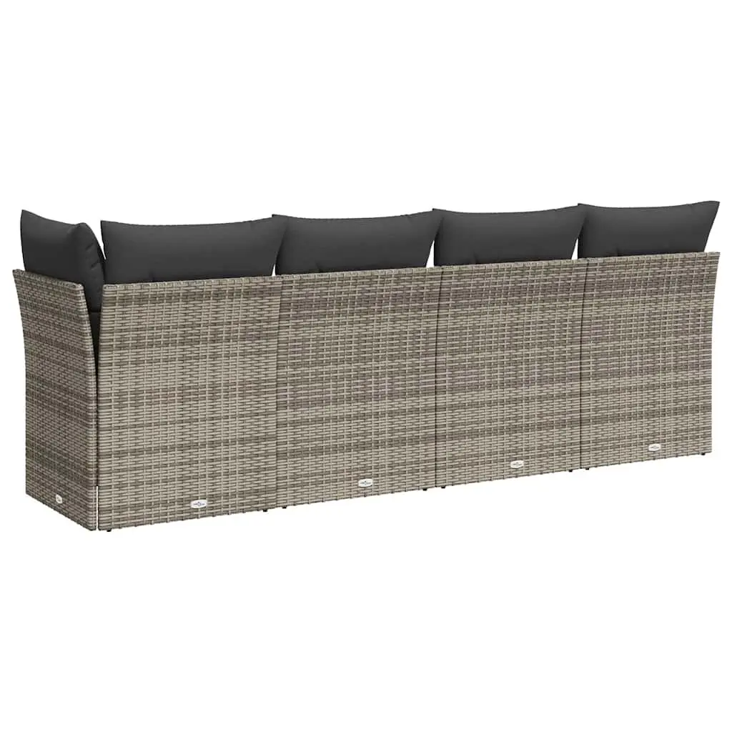 4-Seater Garden Sofa with Cushions Grey Outdoor Patio Rattan Furniture Set