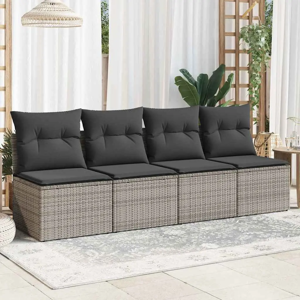 4-Seater Garden Sofa with Cushions Outdoor Patio Seating Grey Modular Furniture