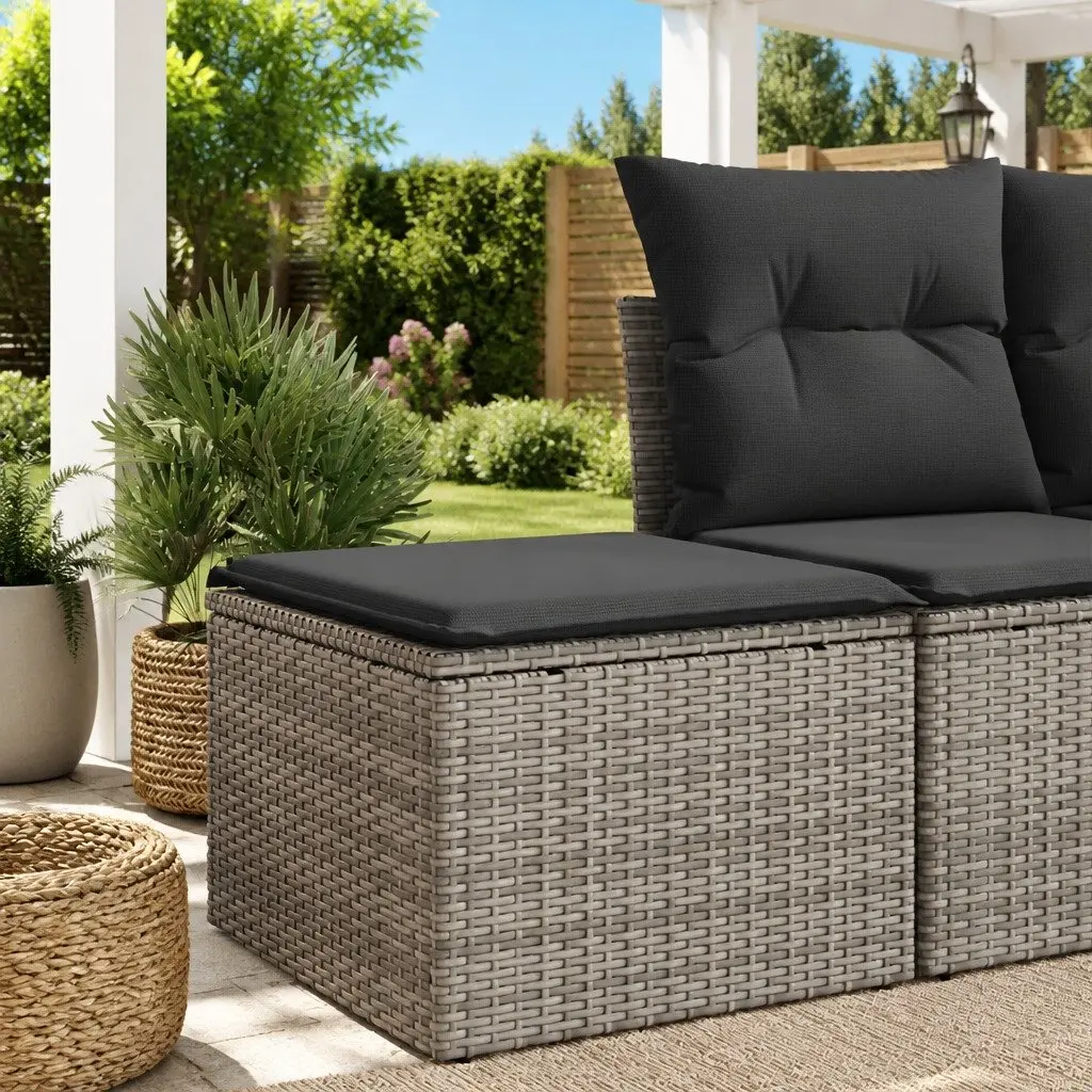 Grey Garden Stool with Cushion