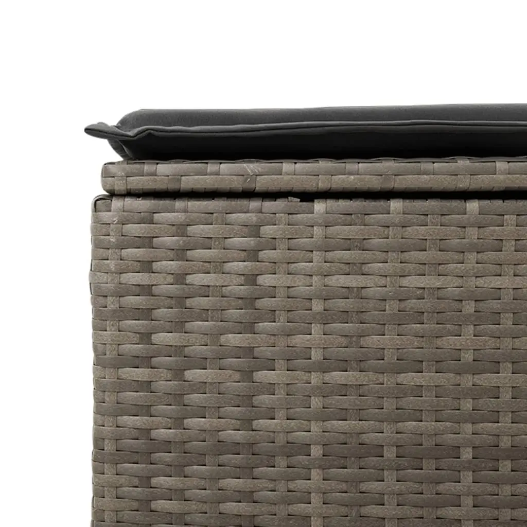 Garden Stool with Cushion Grey Outdoor Foot Rest Poly Rattan Patio Furniture