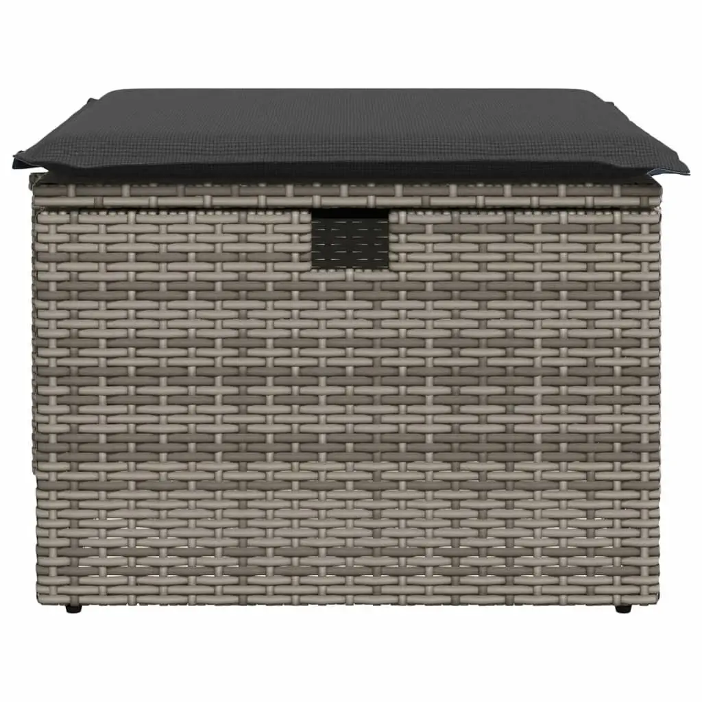 Garden Stool with Storage Cushion Grey Poly Rattan Seat 55 x 55 x 37 cm