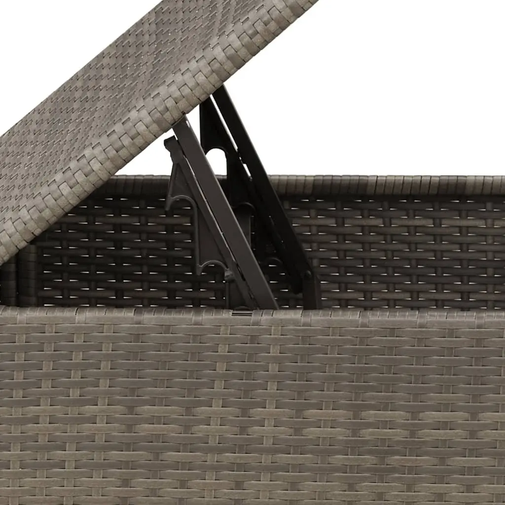 Garden Stool with Storage Cushion Grey Poly Rattan Seat 55 x 55 x 37 cm