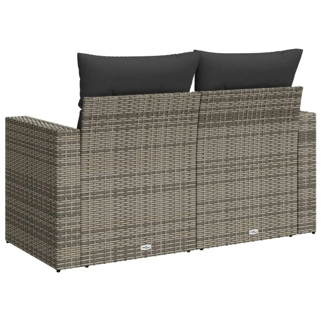 2-Seater Outdoor Garden Sofa Poly Rattan Grey with Cushions Patio Seating
