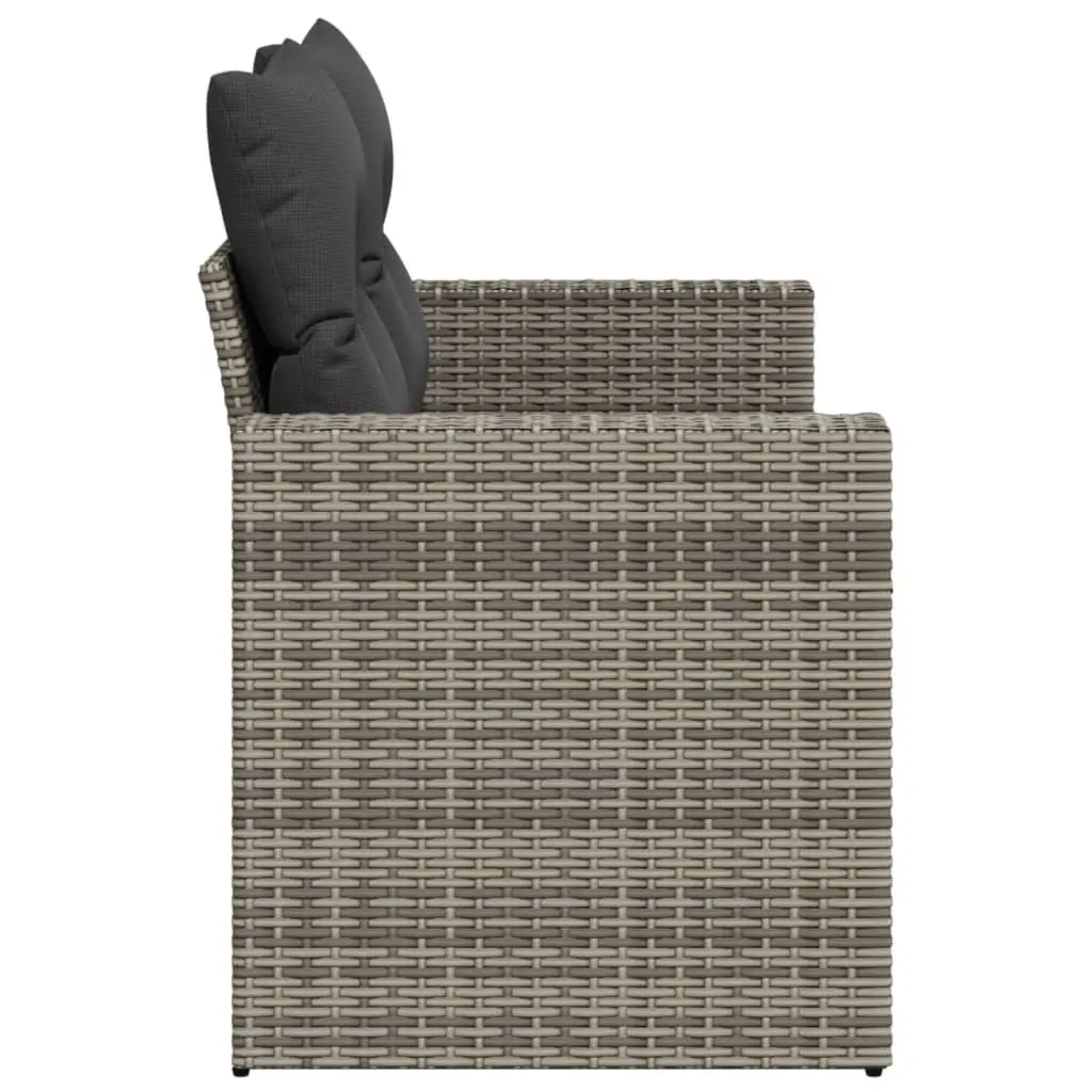 2-Seater Outdoor Garden Sofa Poly Rattan Grey with Cushions Patio Seating