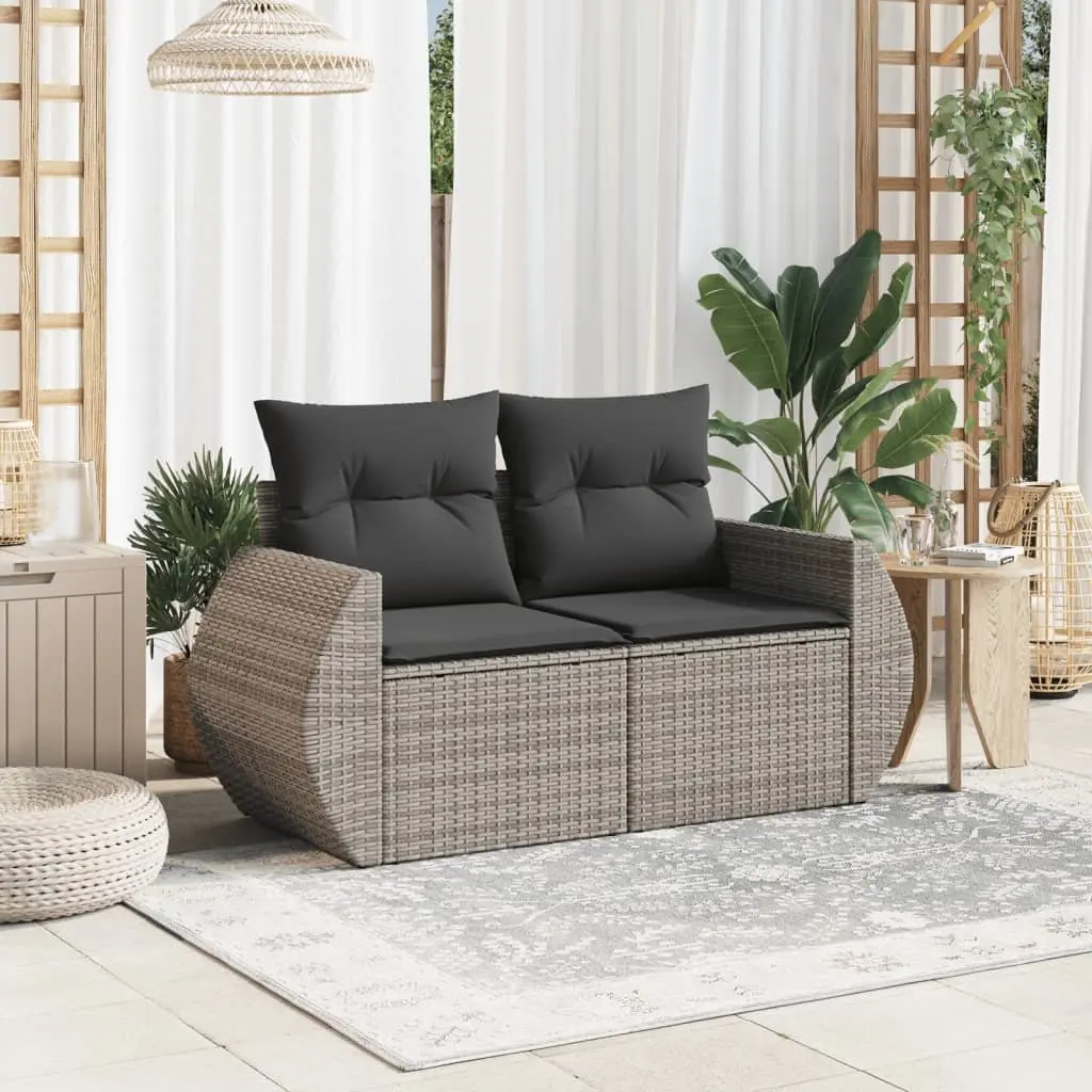 2-Seater Garden Sofa in Grey for Relaxing