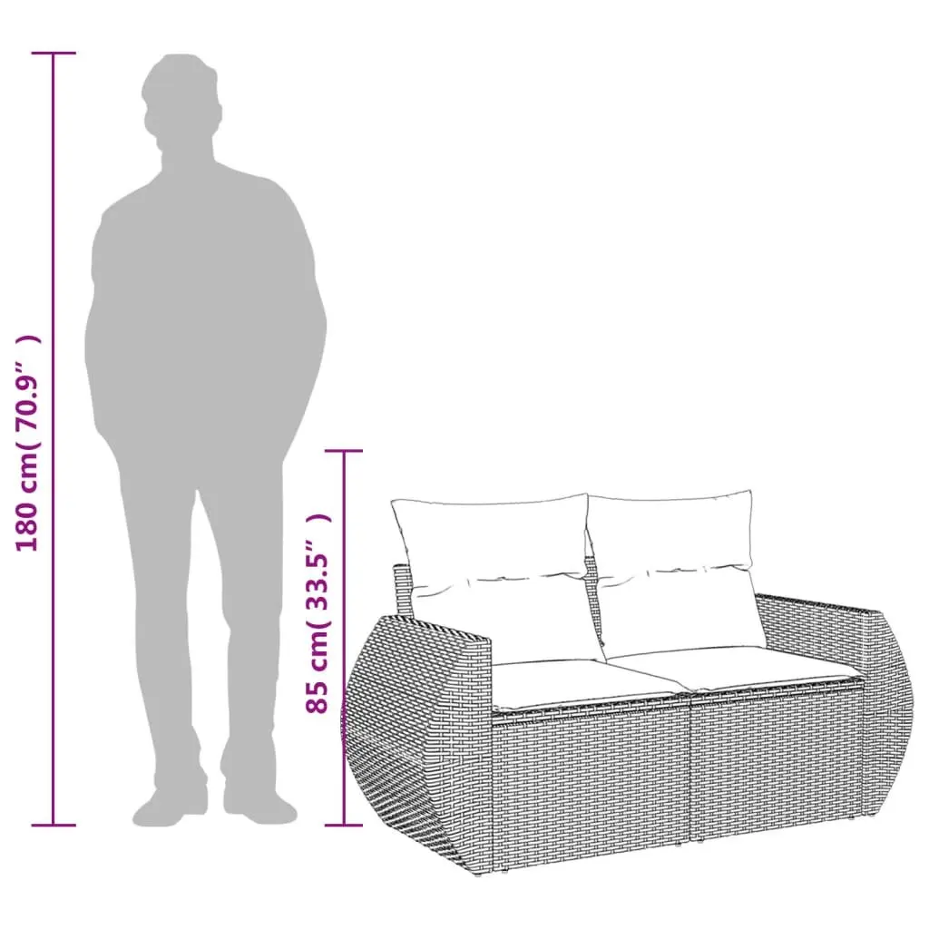 2-Seater Garden Sofa in Grey for Relaxing