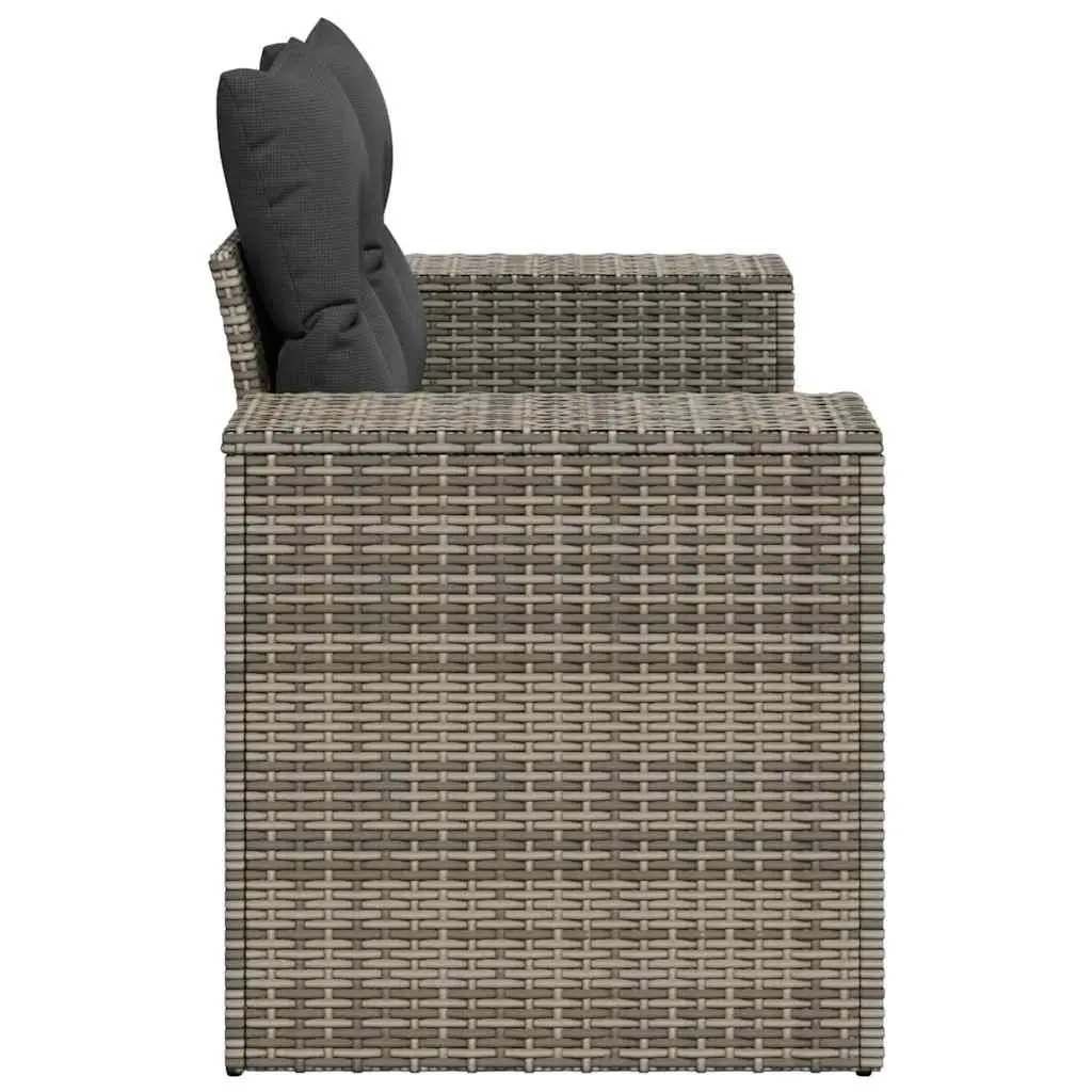 2-Seater Garden Sofa Grey PE Rattan Outdoor Furniture with Cushions