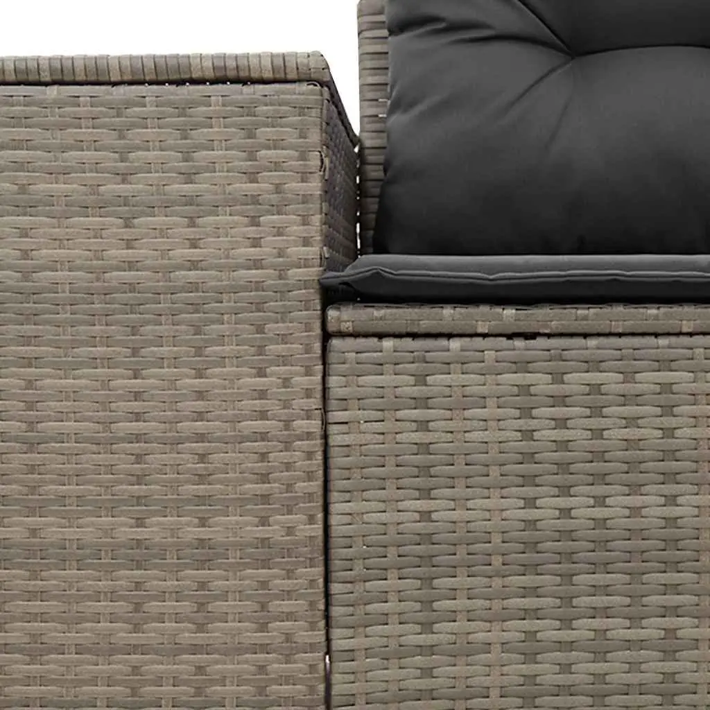 2-Seater Garden Sofa Grey PE Rattan Outdoor Furniture with Cushions