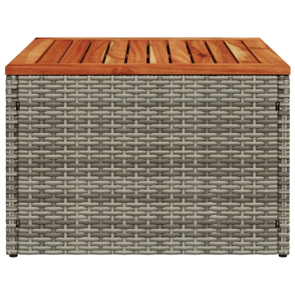 Outdoor Patio Garden Table 55x55x37cm Grey Acacia Wood Top Poly Rattan Frame