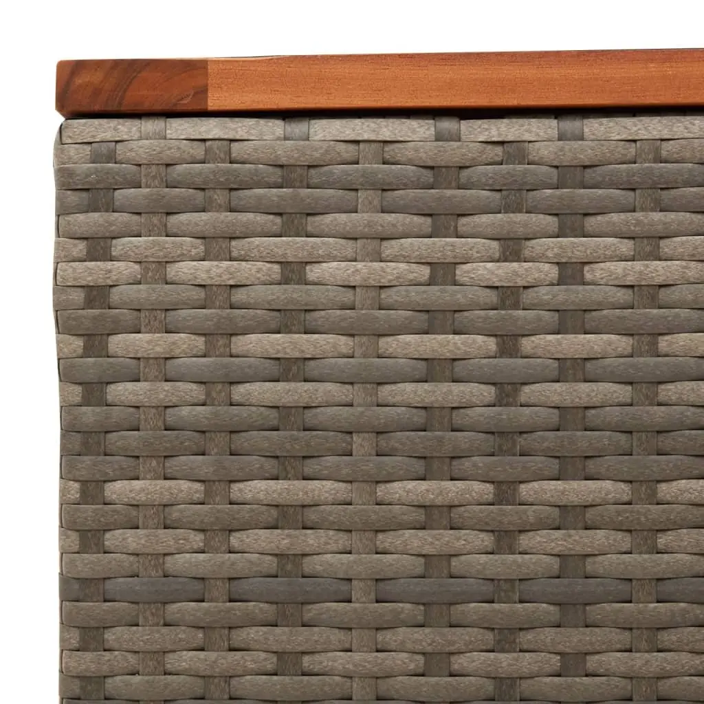Outdoor Patio Garden Table 55x55x37cm Grey Acacia Wood Top Poly Rattan Frame
