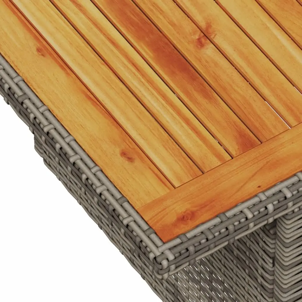 Garden Table Grey 100x55x73cm Outdoor Dining Coffee Patio Furniture Rattan Wood