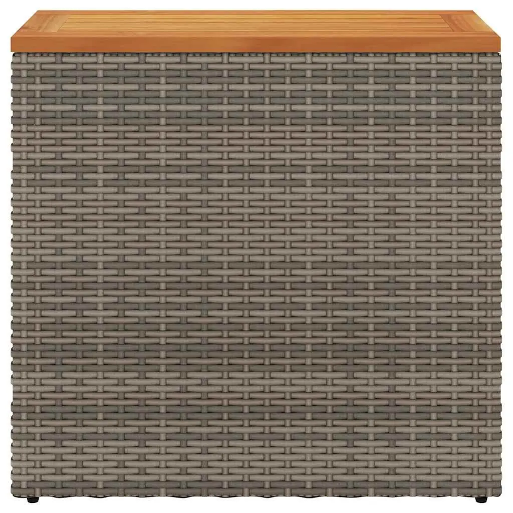 Garden Side Table Grey Poly Rattan Wooden Top 58 x 27.5 x 55 cm