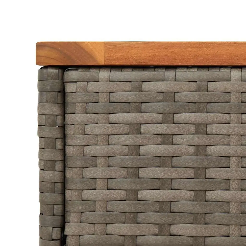 Garden Side Table Grey Poly Rattan Wooden Top 58 x 27.5 x 55 cm
