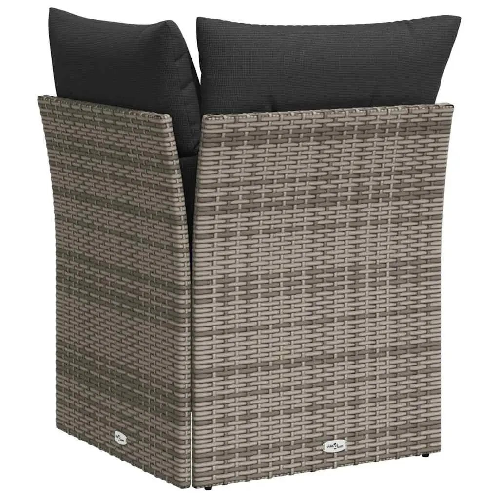 Garden Corner Sofa with Cushions Grey Poly Rattan Modular Outdoor Seating