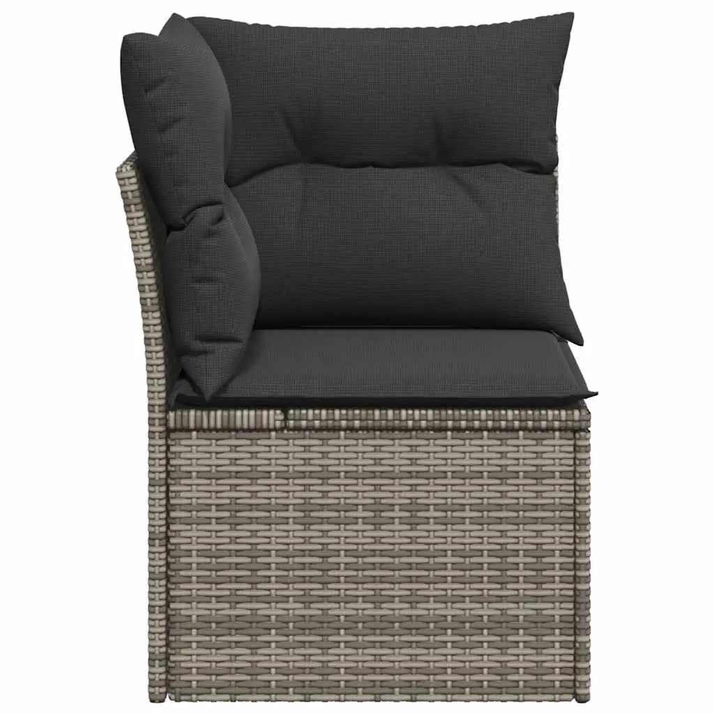 Garden Corner Sofa with Cushions Grey Poly Rattan Modular Outdoor Seating
