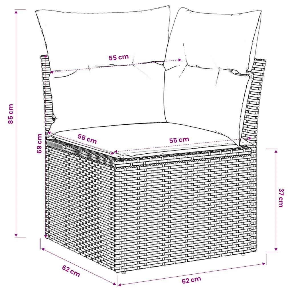 Garden Corner Sofa with Cushions Grey Poly Rattan Modular Outdoor Seating