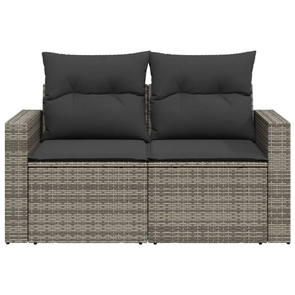 Grey 2-Seater Outdoor Sofa with Cushions and Storage Option
