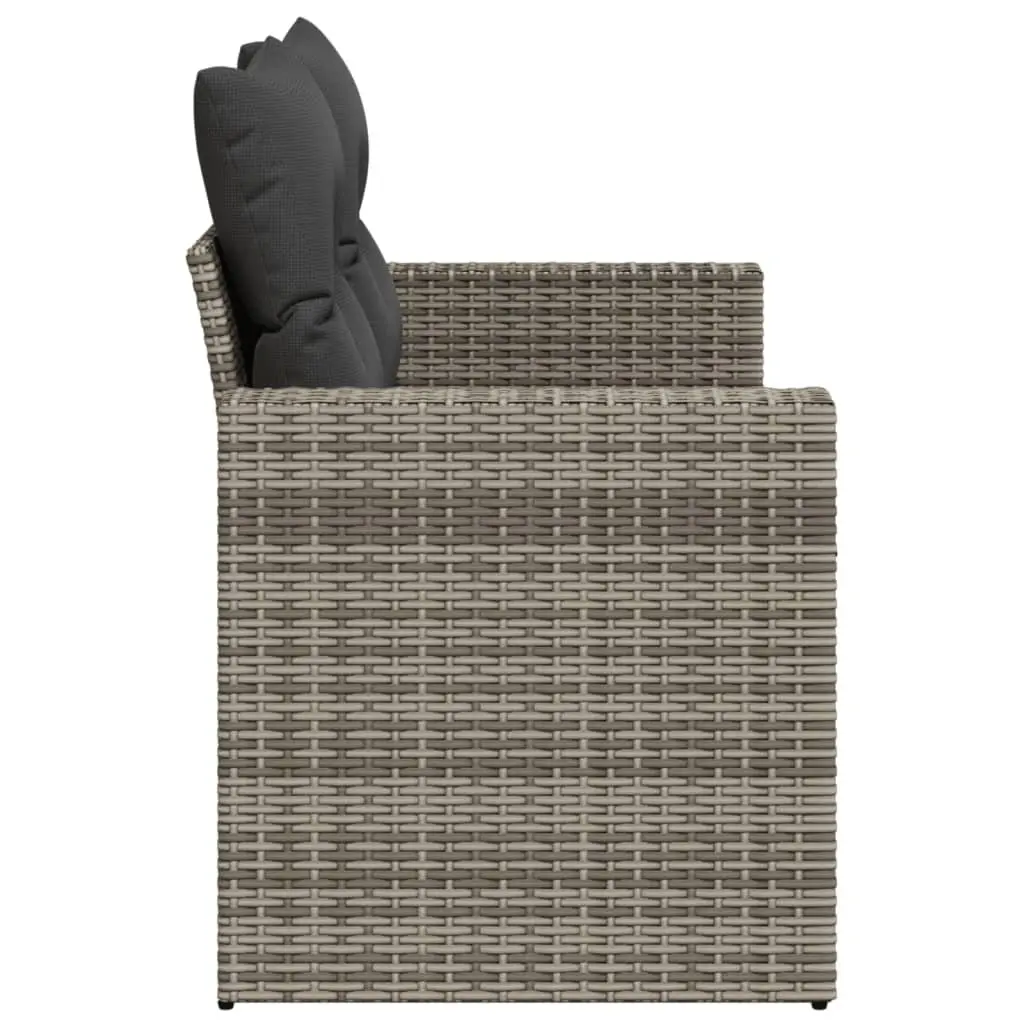 Grey 2-Seater Outdoor Sofa with Cushions and Storage Option