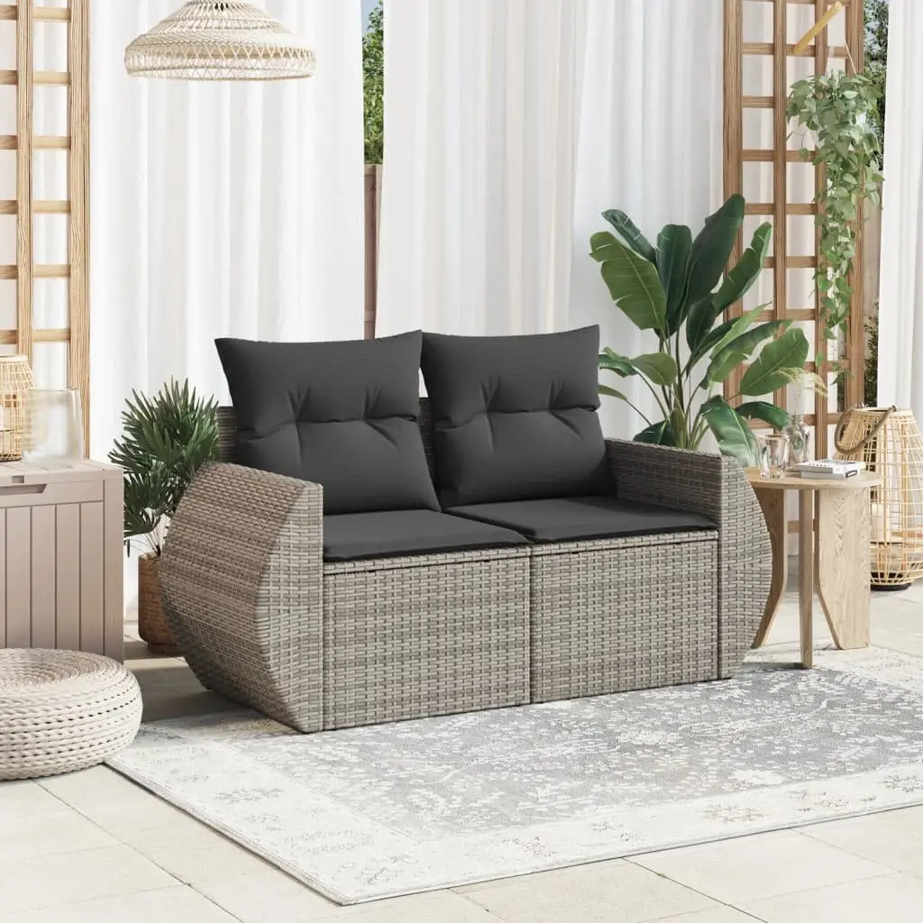 Grey Outdoor 2-Seater Sofa with Removable Cushions and Storage Water-Resistant Bags Patio Furniture Set