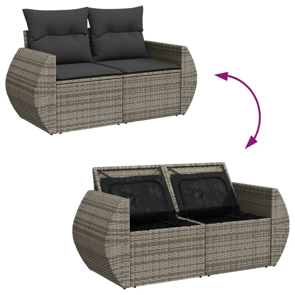Grey Outdoor 2-Seater Sofa with Removable Cushions and Storage Water-Resistant Bags Patio Furniture Set