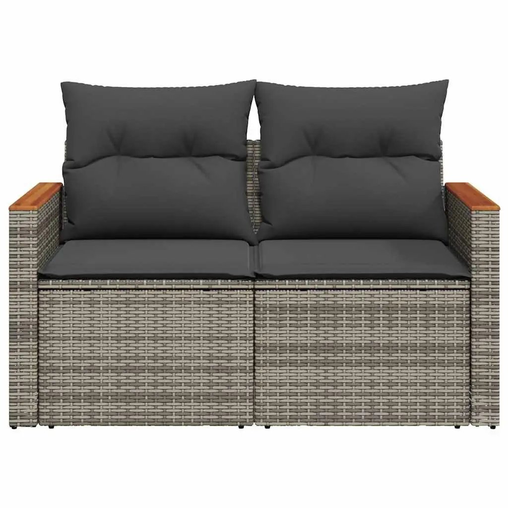 2-Seater Outdoor Garden Sofa with Storage Grey Poly Rattan