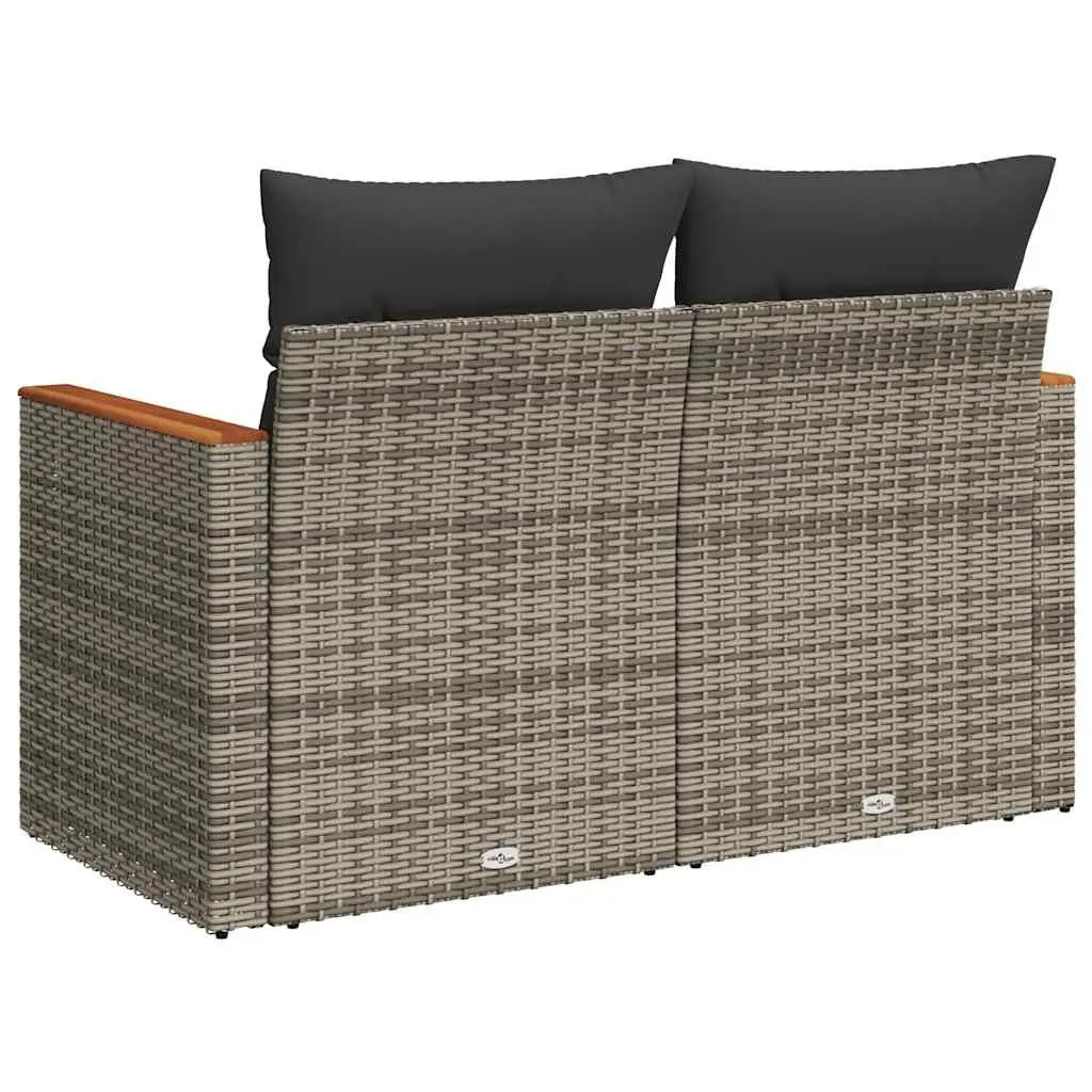 2-Seater Outdoor Garden Sofa with Storage Grey Poly Rattan