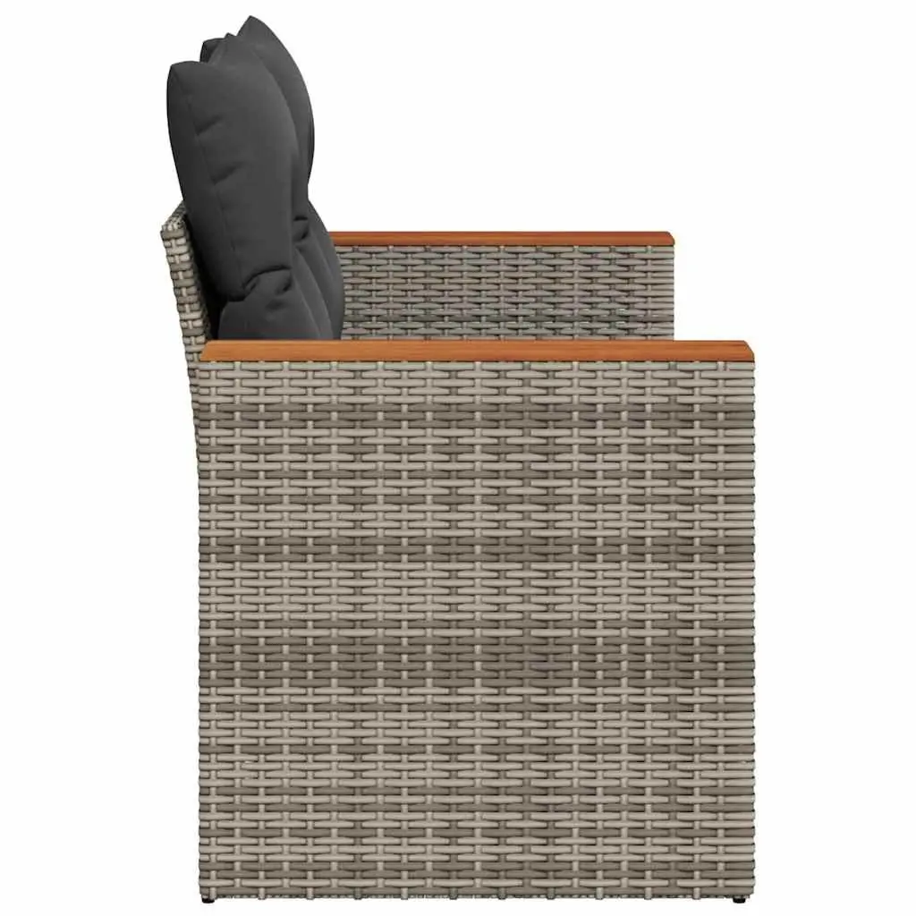2-Seater Outdoor Garden Sofa with Storage Grey Poly Rattan