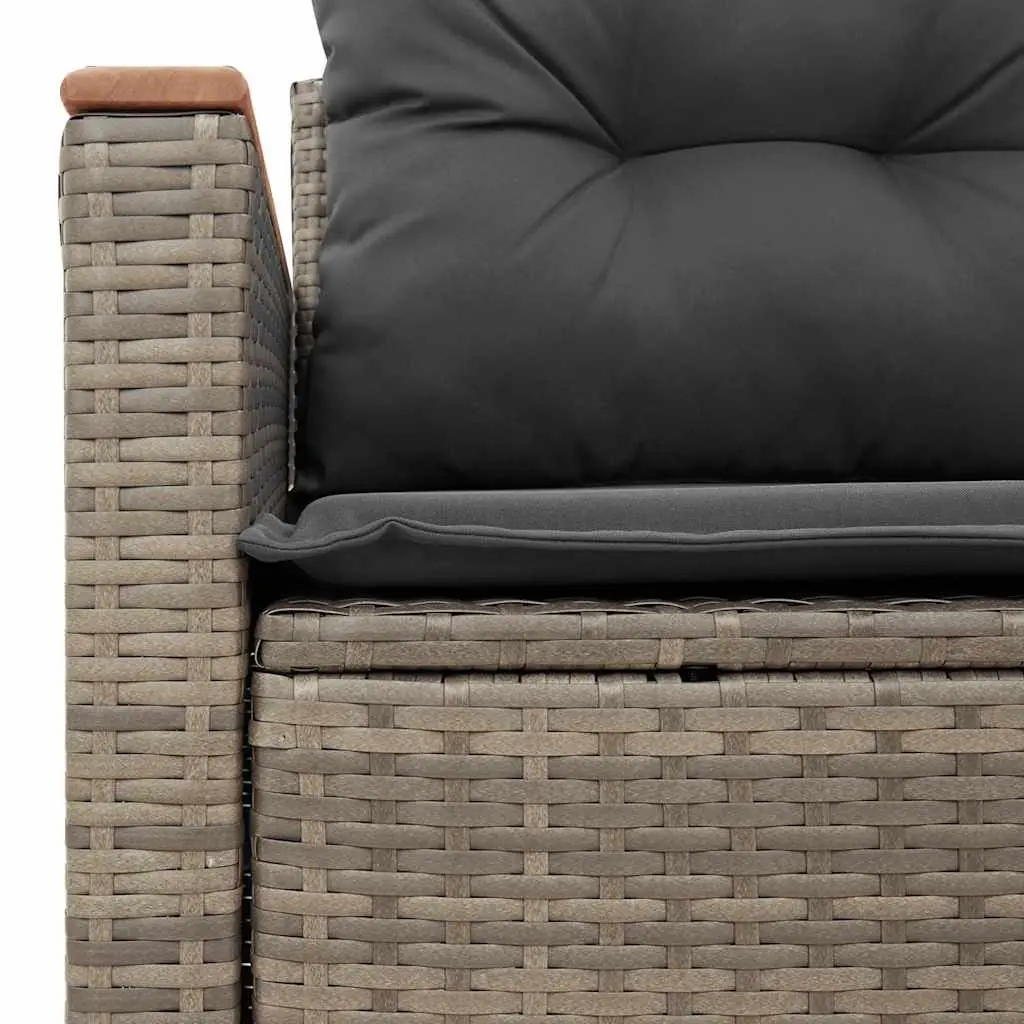 2-Seater Outdoor Garden Sofa with Storage Grey Poly Rattan