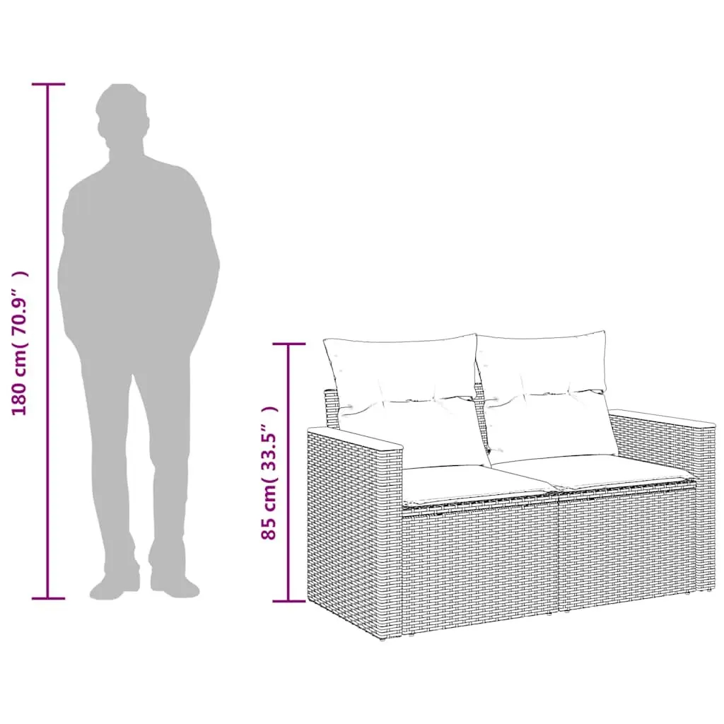 2-Seater Outdoor Garden Sofa with Storage Grey Poly Rattan