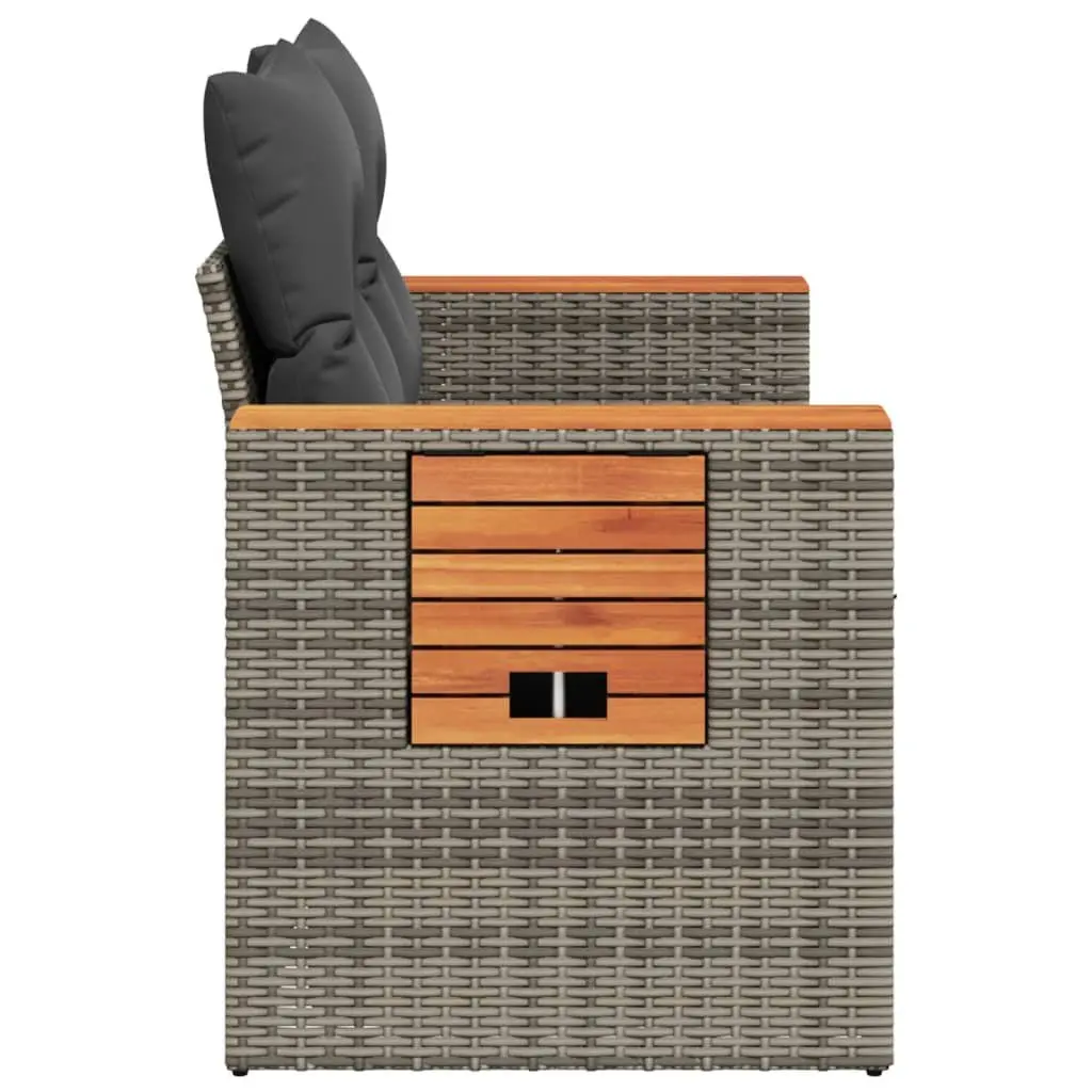 Outdoor Garden Sofa 2-Seater with Cushions Grey PE Rattan Furniture