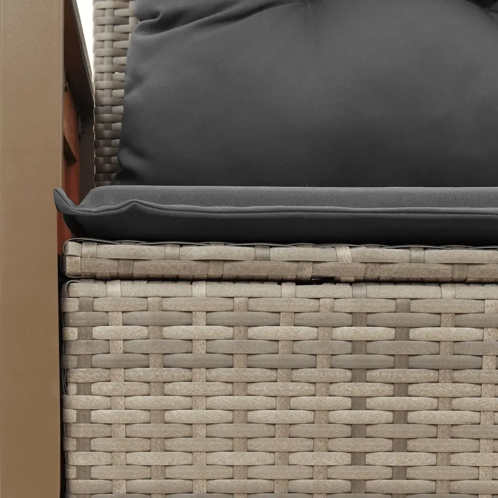 2-Seater Garden Sofa Grey Poly Rattan Outdoor Furniture with Cushions