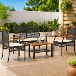 Friendly 4 Piece Garden Lounge Set in Black for Outdoor Relaxation