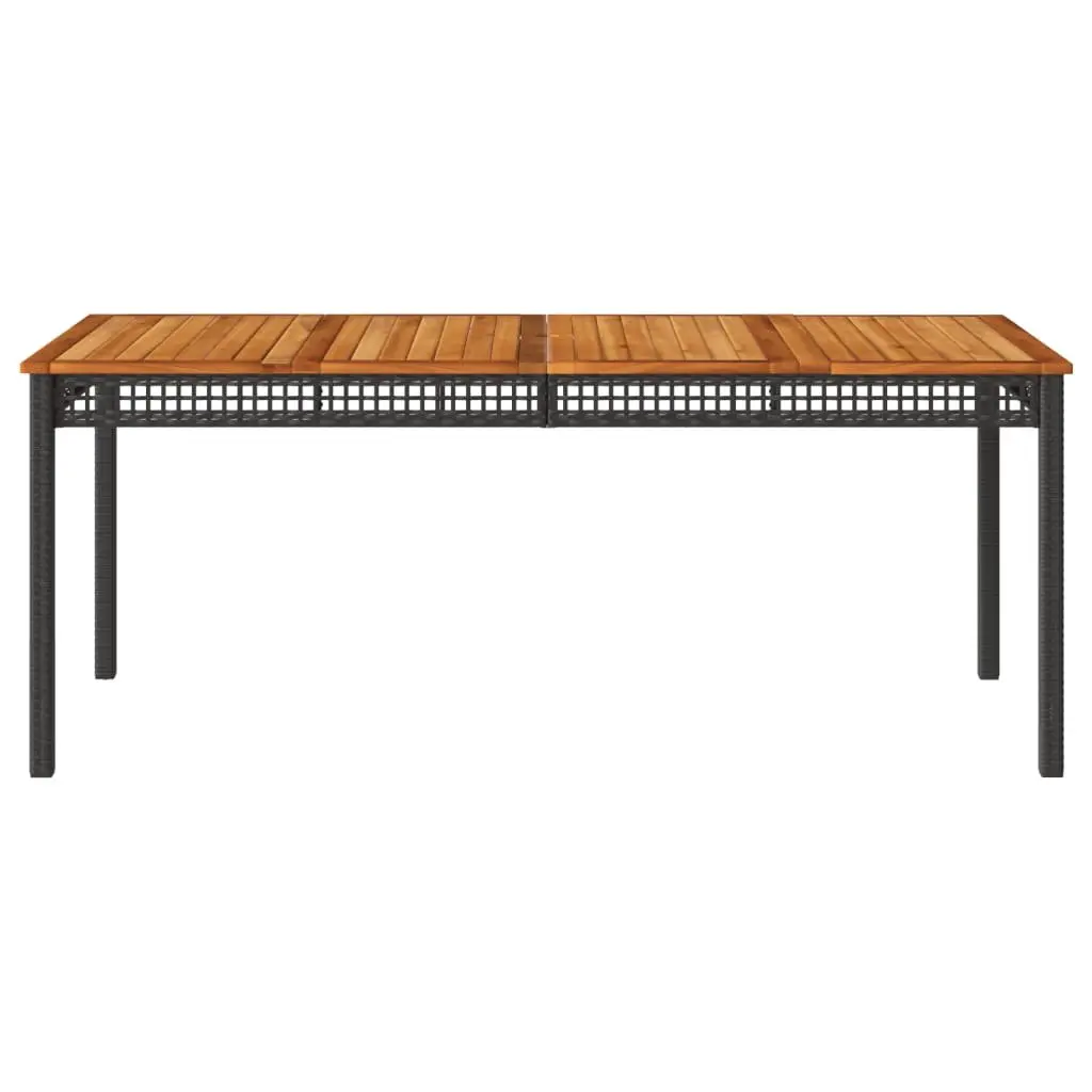 Garden Table Outdoor Furniture Black Poly Rattan Acacia Wood 180 x 90 x 75 cm