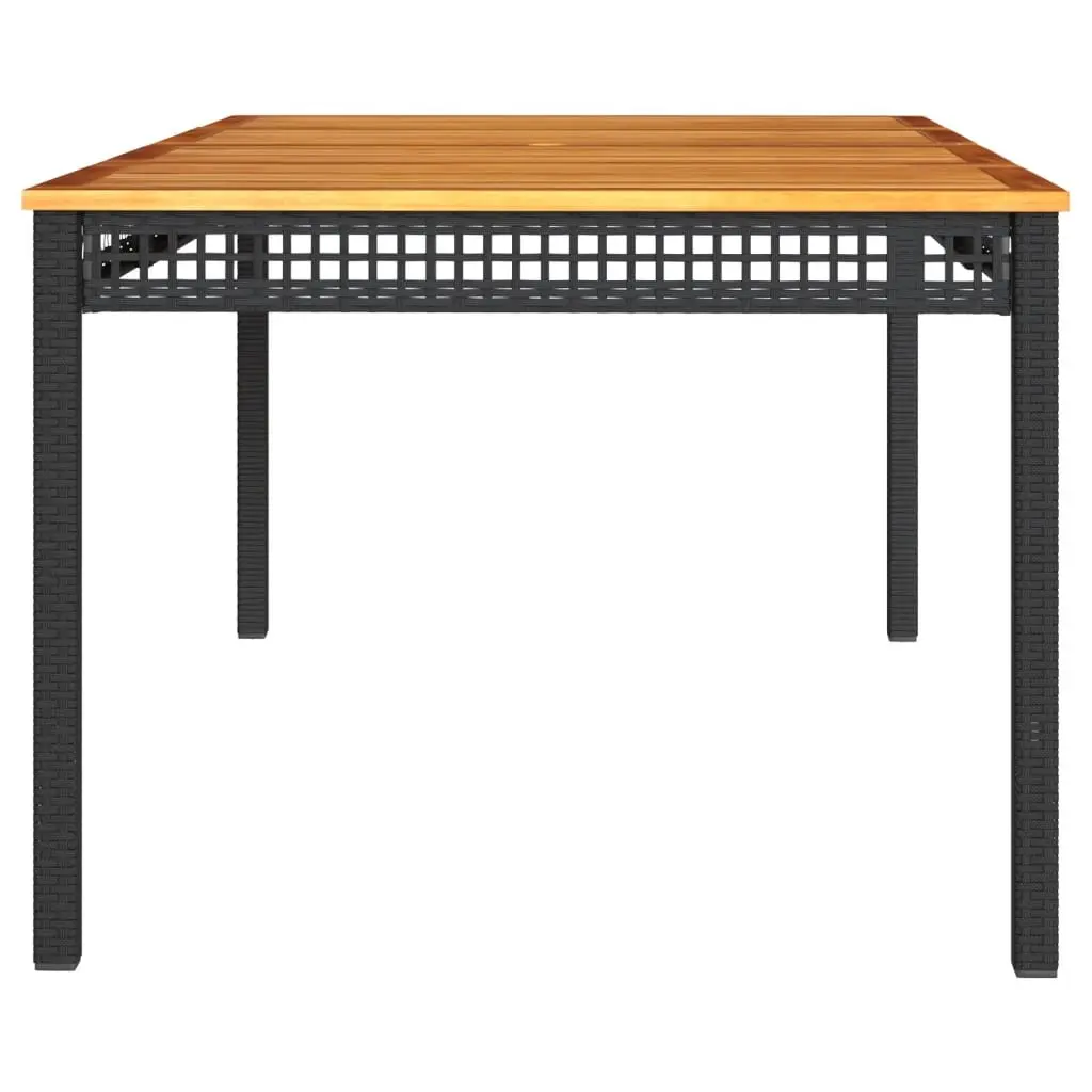 Garden Table Outdoor Furniture Black Poly Rattan Acacia Wood 180 x 90 x 75 cm