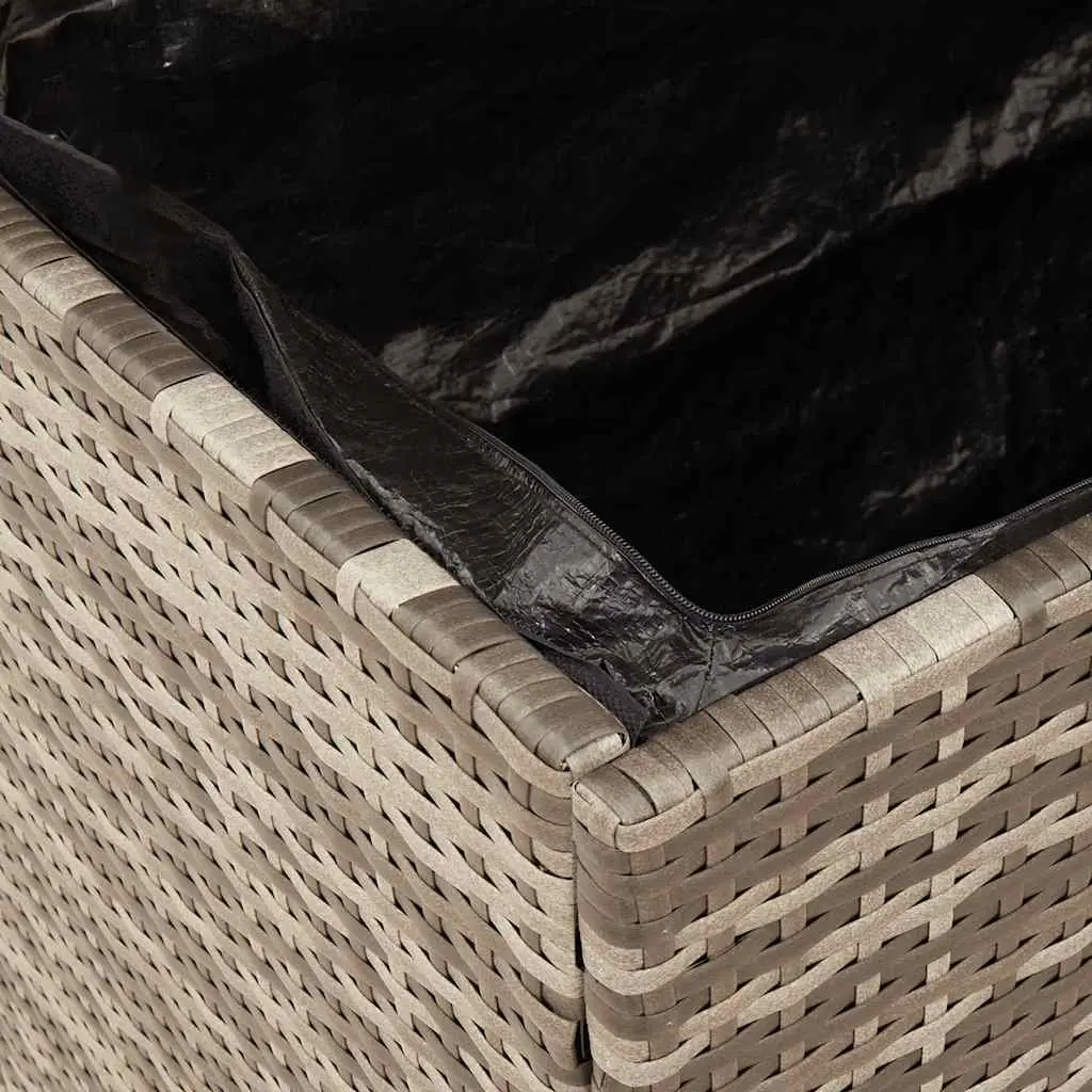 Garden Storage Box Black Dual Purpose 80x40x48cm PE Rattan Acacia Wood Top