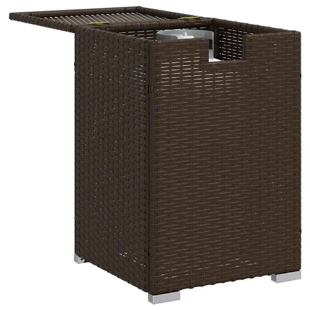 Propane Tank Cover Table Brown Poly Rattan 40x40x60cm Outdoor Storage Side