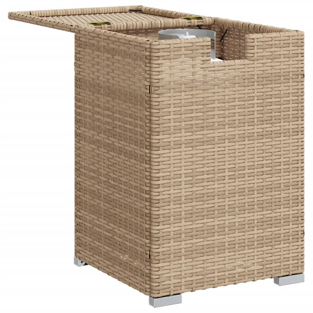 Outdoor Propane Tank Cover Side Table Beige PE Poly Rattan 40 x 40 x 60 cm