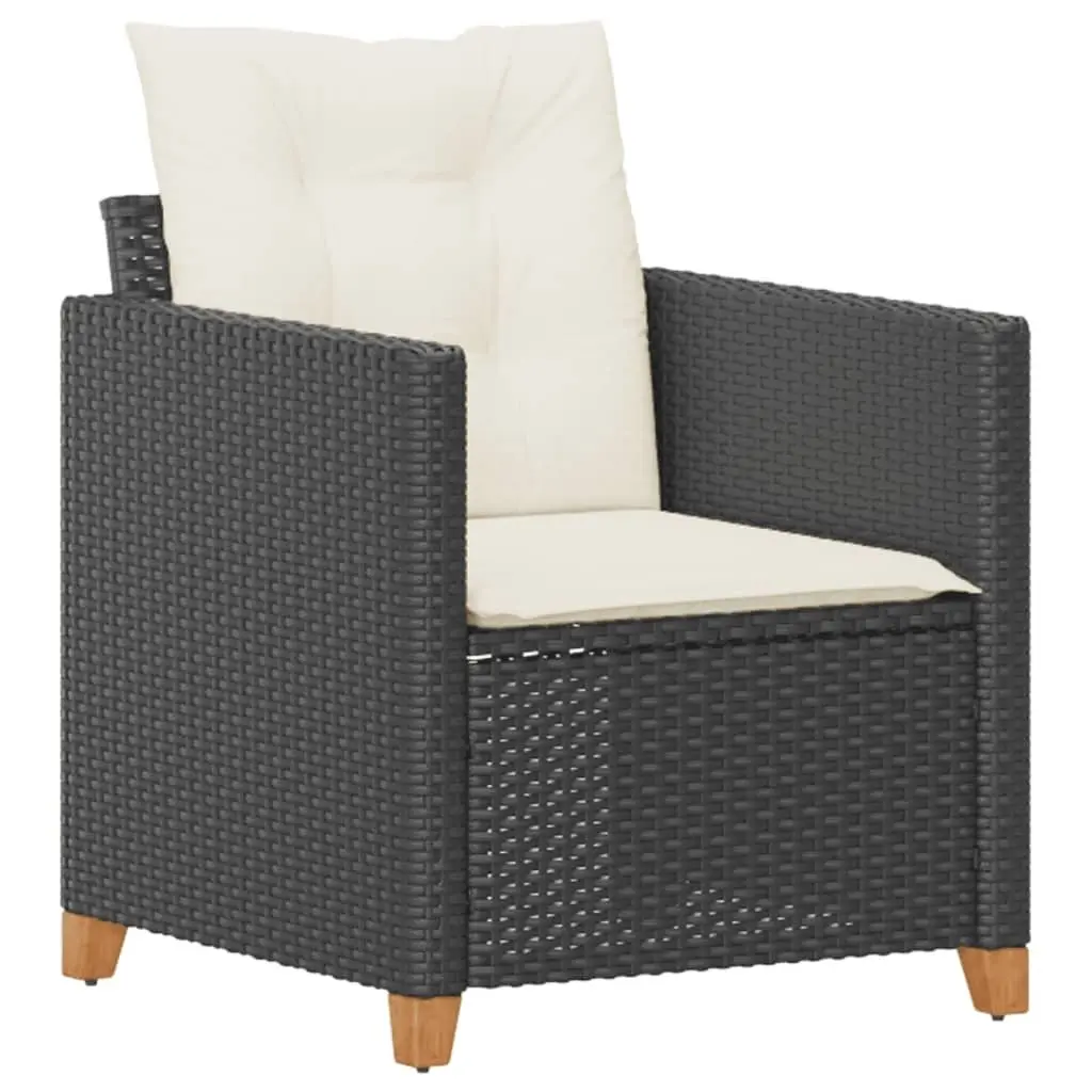 Garden Chair with Cushions Black PE Rattan Outdoor Seating Furniture
