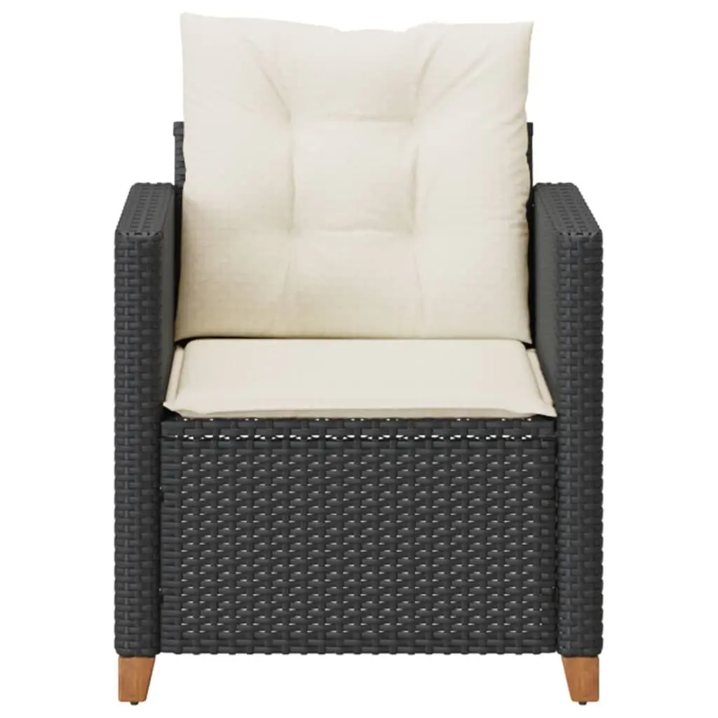 Garden Chair with Cushions Black PE Rattan Outdoor Seating Furniture