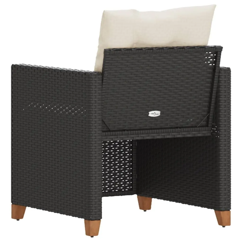 Garden Chair with Cushions Black PE Rattan Outdoor Seating Furniture