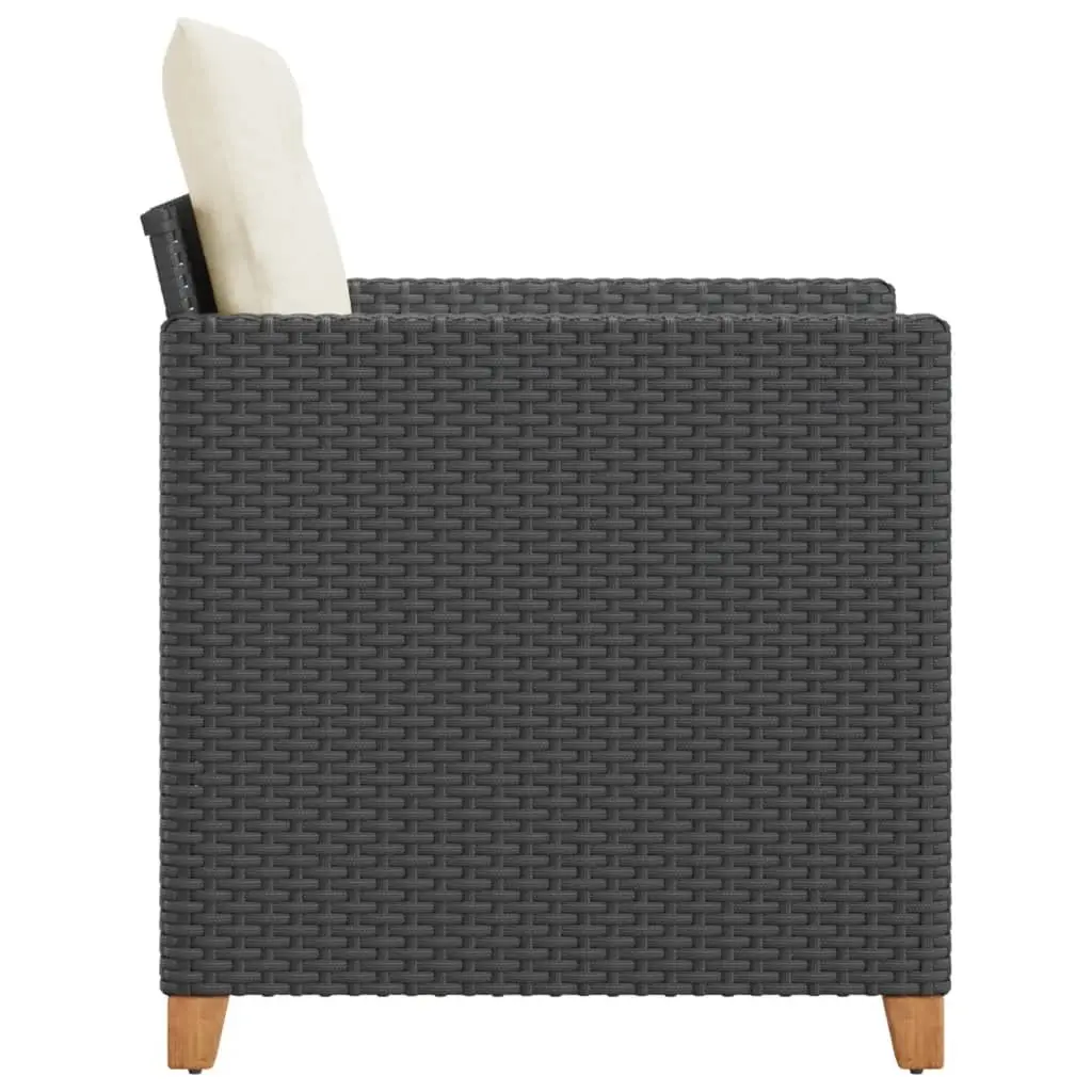 Garden Chair with Cushions Black PE Rattan Outdoor Seating Furniture