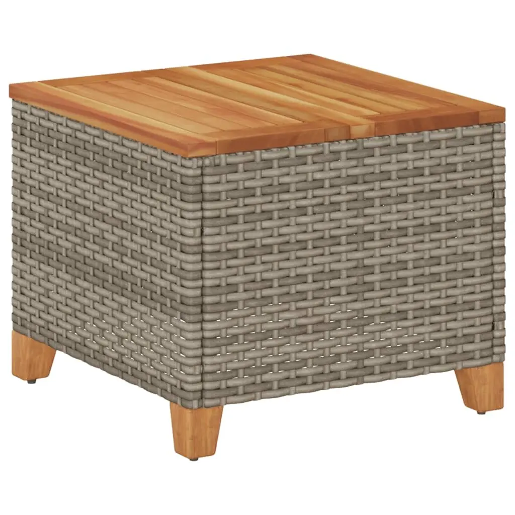 Garden Table Grey 45x45x37cm Outdoor Patio Furniture Poly Rattan Acacia Wood