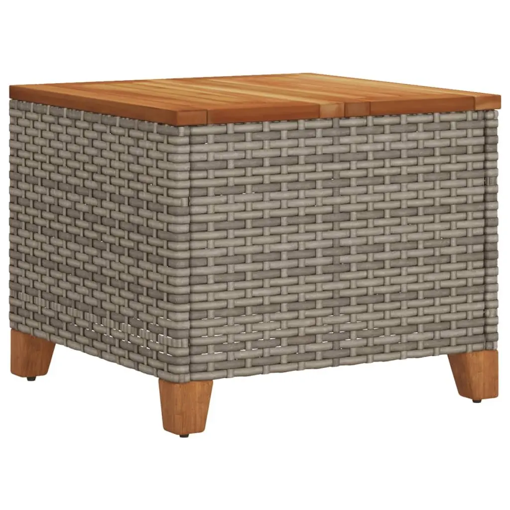 Garden Table Grey 45x45x37cm Outdoor Patio Furniture Poly Rattan Acacia Wood