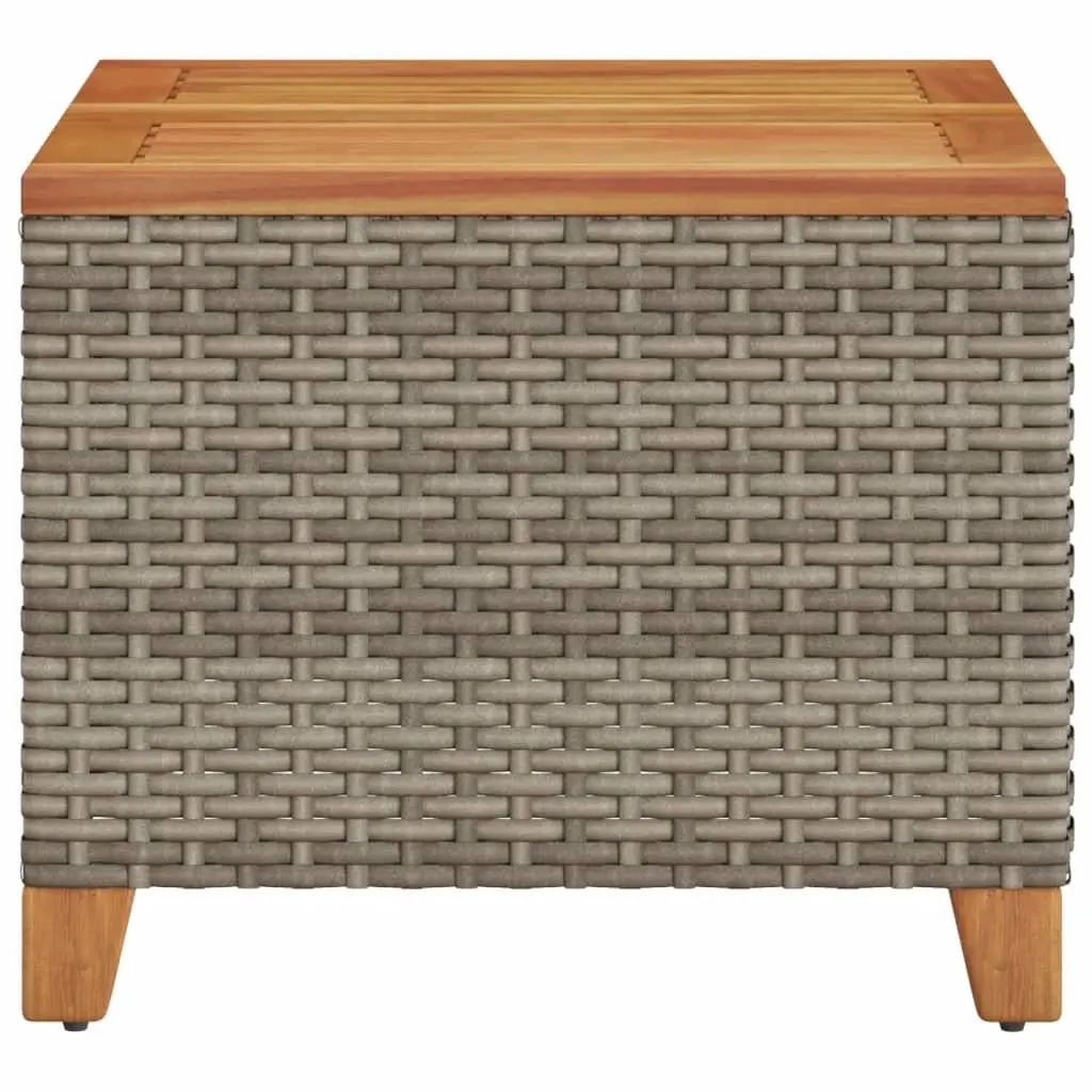 Garden Table Grey 45x45x37cm Outdoor Patio Furniture Poly Rattan Acacia Wood