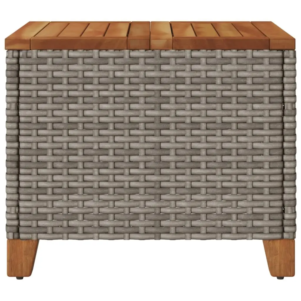 Garden Table Grey 45x45x37cm Outdoor Patio Furniture Poly Rattan Acacia Wood