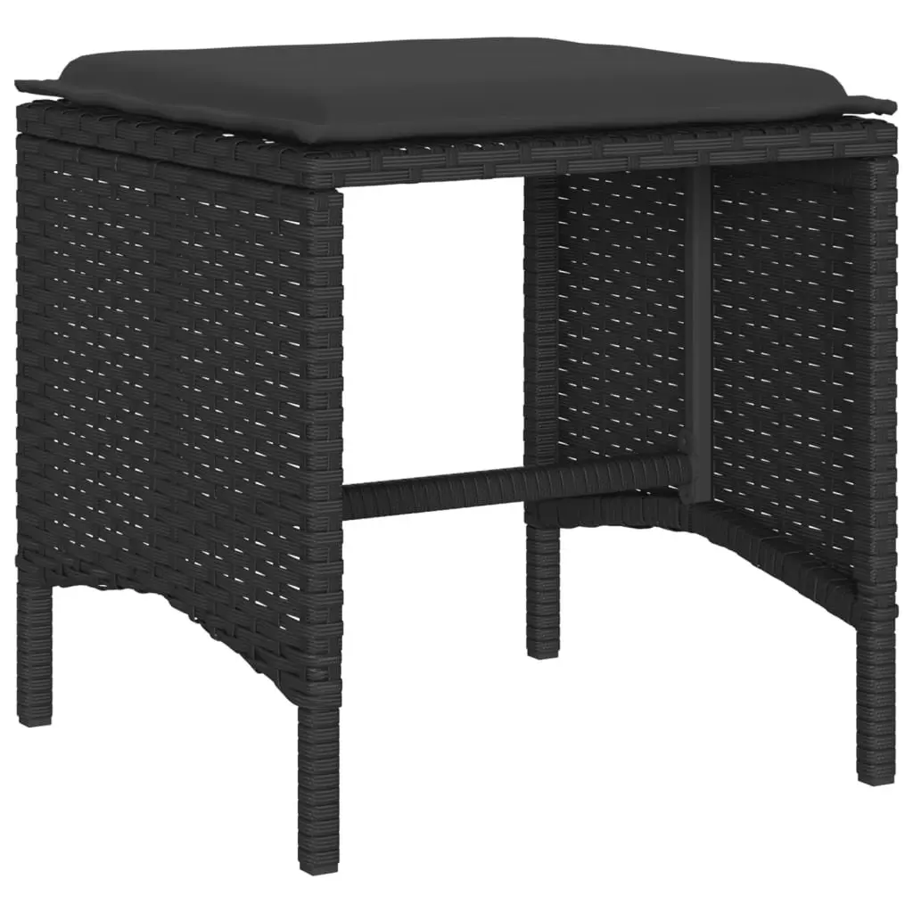 4 Piece Garden Sofa Set Outdoor Patio Furniture Black Poly Rattan Cushions