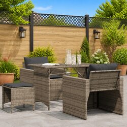 4 Piece Garden Sofa Set with Cushions Grey Outdoor Furniture Patio Seating