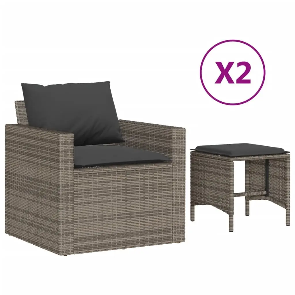 4 Piece Garden Sofa Set with Cushions Grey Outdoor Furniture Patio Seating