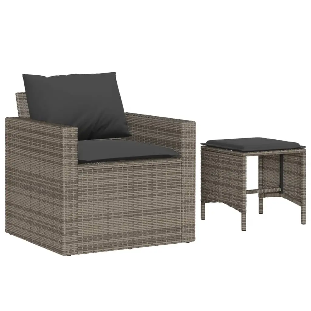 4 Piece Garden Sofa Set with Cushions Grey Outdoor Furniture Patio Seating