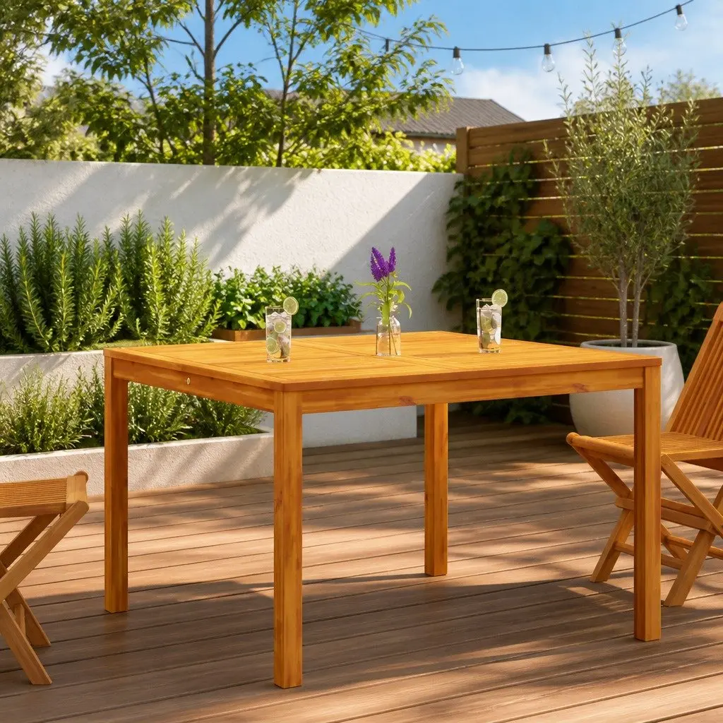 Garden Dining Table Solid Acacia Wood Square 110x110x75cm